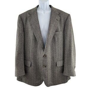 Vintage Polo University Club Blazer Mens Large Herringbone Wool‎ Made USA 90s
